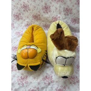 Garfield & Odie Plush Character Slippers Adult Size L 11-12 Cartoon Pair